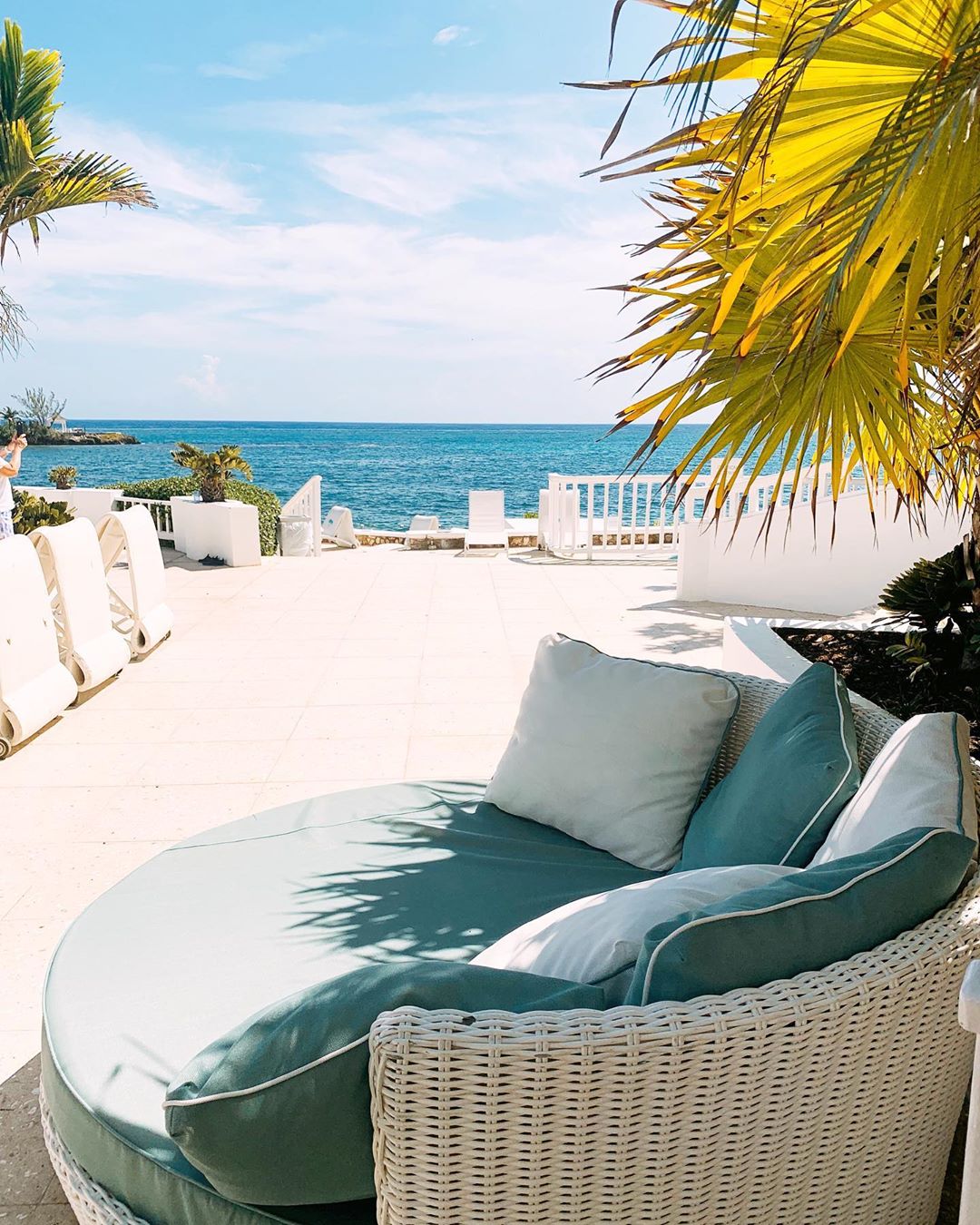Bali bed overlooking the ocean.